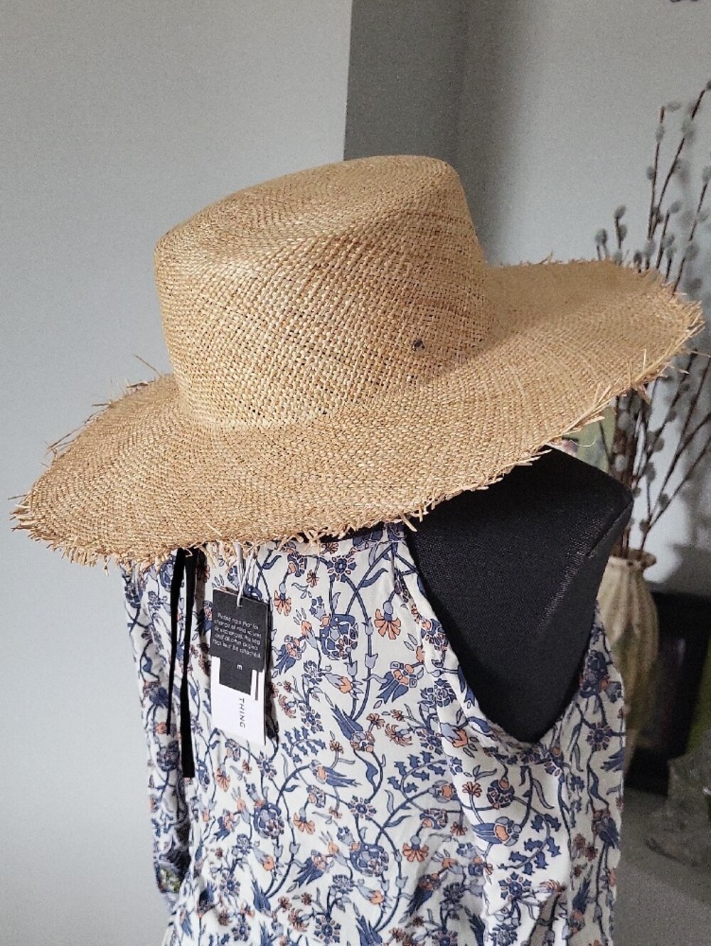 Ace Of Something Leonora Boater Natural Wide-Brim Straw Sun Hat - Picture 10 of 15